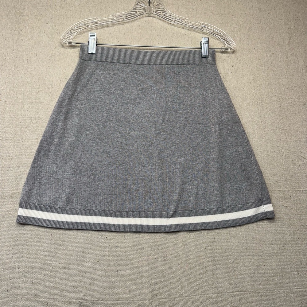 Sincerely Jules Gray A-Line Skirt with White Trim